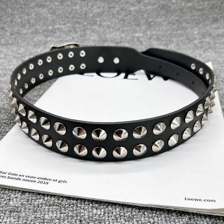 Cintura con motivo a croce di Pasqua, punk, rivetto, cinturino in pelle