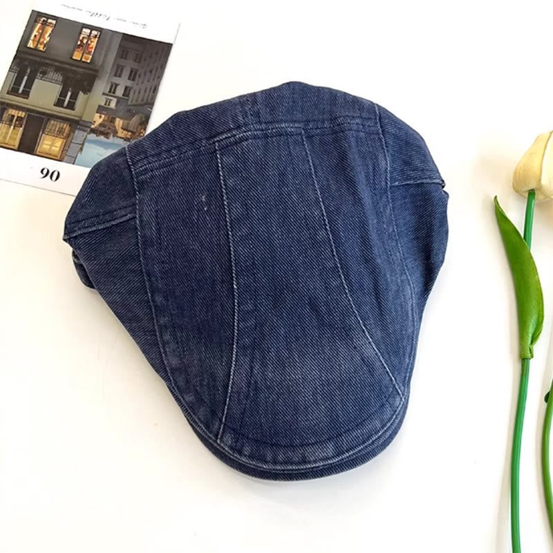 Berretto da baseball in cotone lavato denim stile newsboy retrò americano