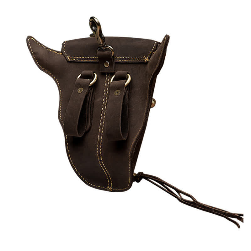 Borsa a tracolla in vera pelle di cavallo pazzo con testa di mucca