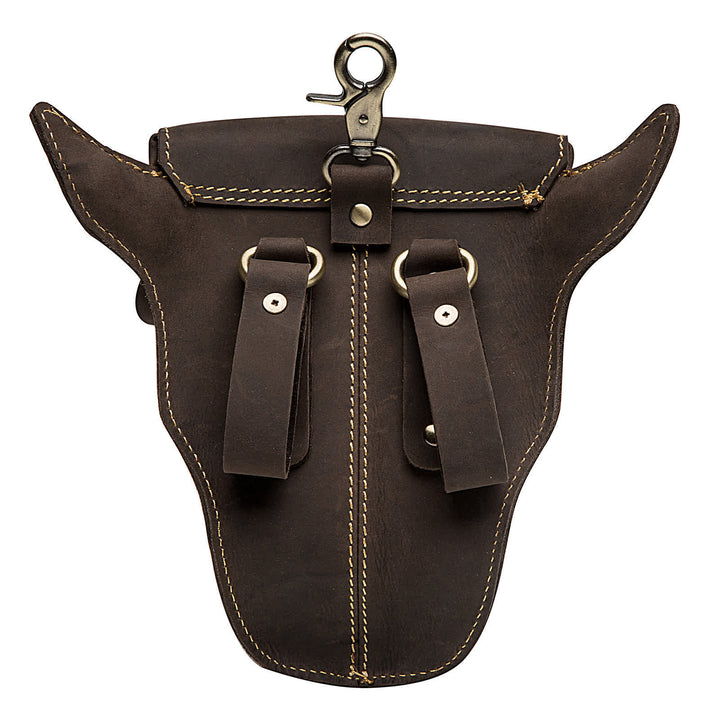 Borsa a tracolla in vera pelle di cavallo pazzo con testa di mucca