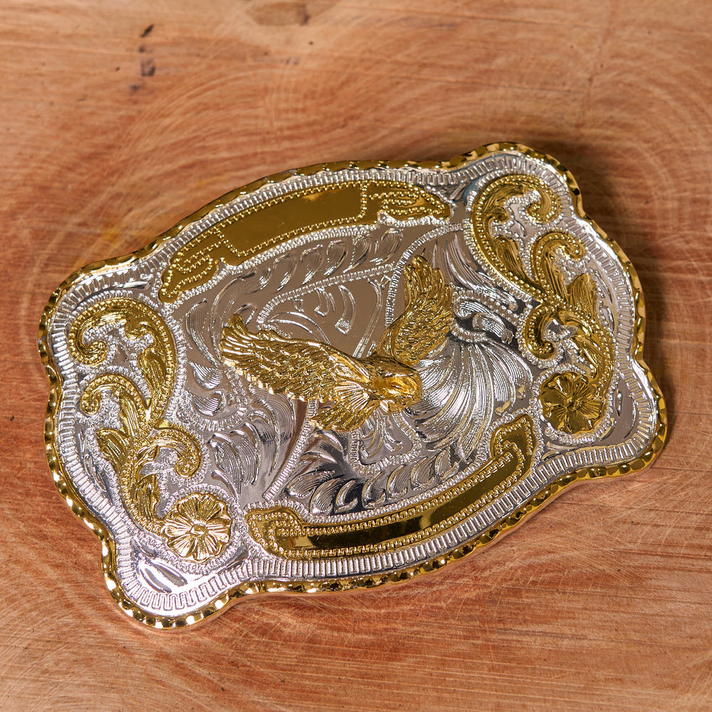 Cintura in pelle con fibbia da cowboy western fai da te con aquila volante dorata - image 2