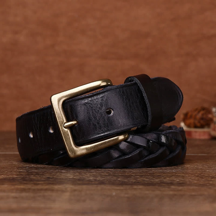 Cintura in pelle intrecciata a mano senza fori