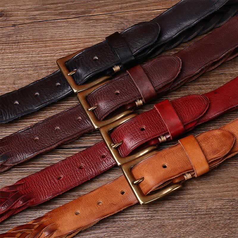 Cintura in pelle intrecciata a mano senza fori