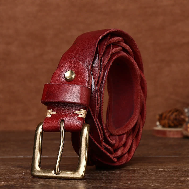 Cintura in pelle intrecciata a mano senza fori