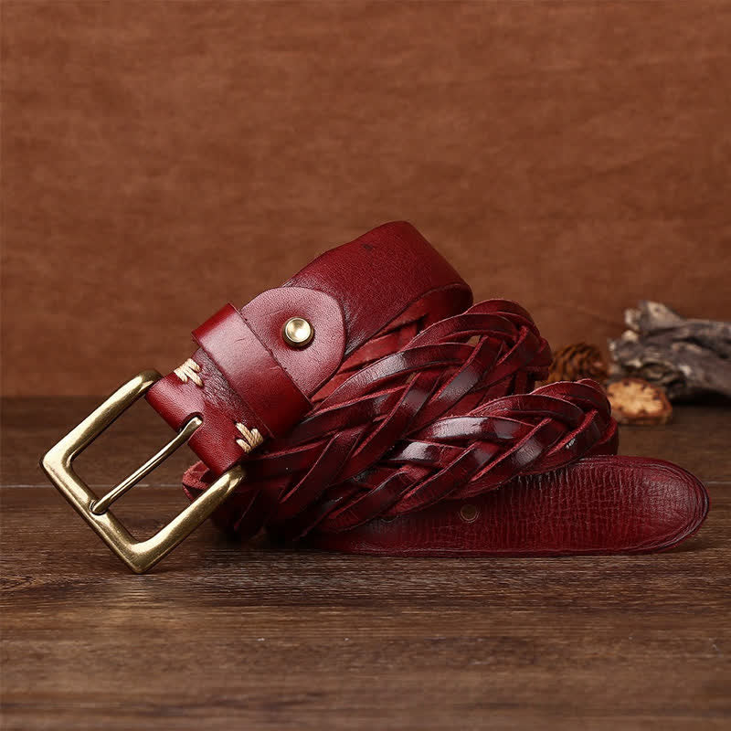 Cintura in pelle intrecciata a mano senza fori