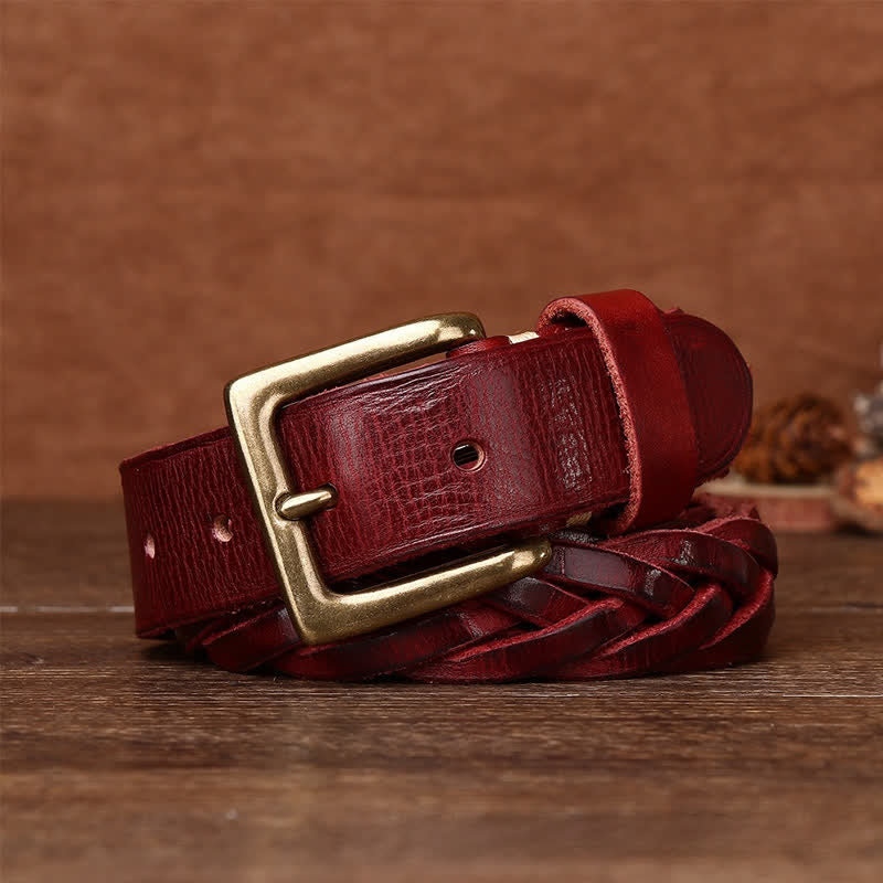 Cintura in pelle intrecciata a mano senza fori