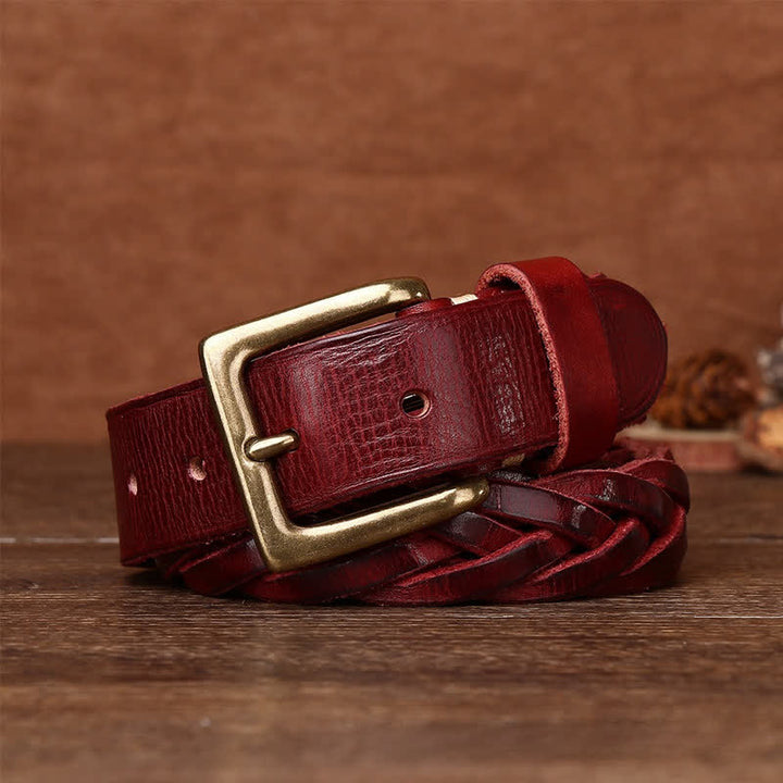 Cintura in pelle intrecciata a mano senza fori