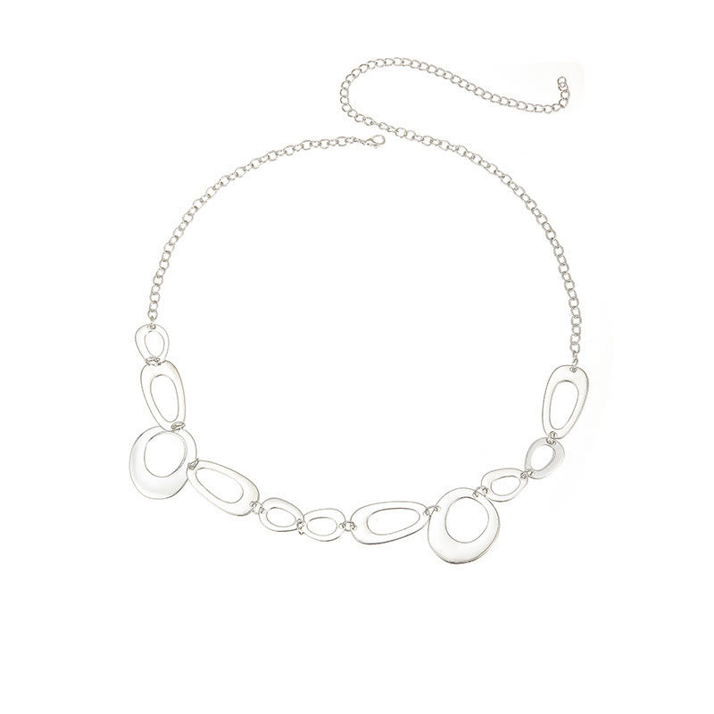Cintura con catena ad anello in argento da donna, in metallo