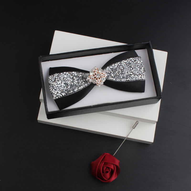 Set di 2 papillon con corpetto rosso e strass lucido da uomo