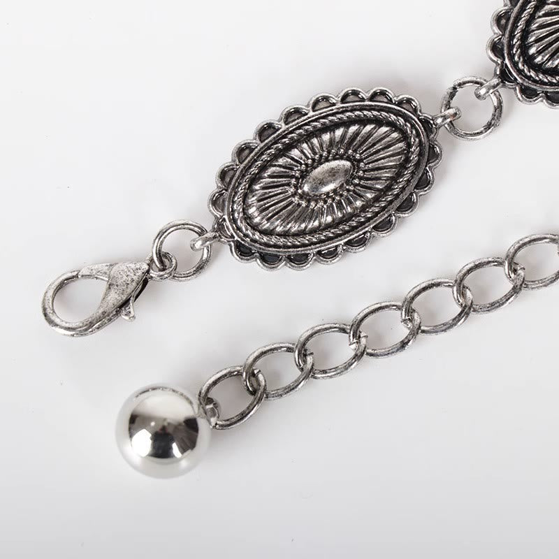 Cintura intagliata etnica vintage con fibbia in metallo