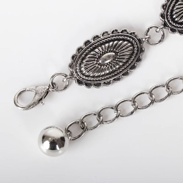 Cintura intagliata etnica vintage con fibbia in metallo