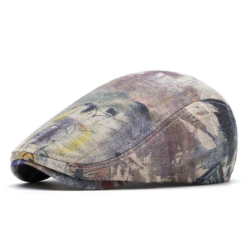 Cappello basco in cotone tinto a nodi con motivo graffiti