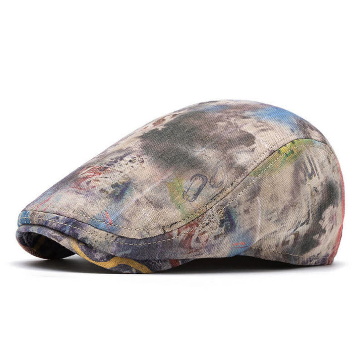 Cappello basco in cotone tinto a nodi con motivo graffiti