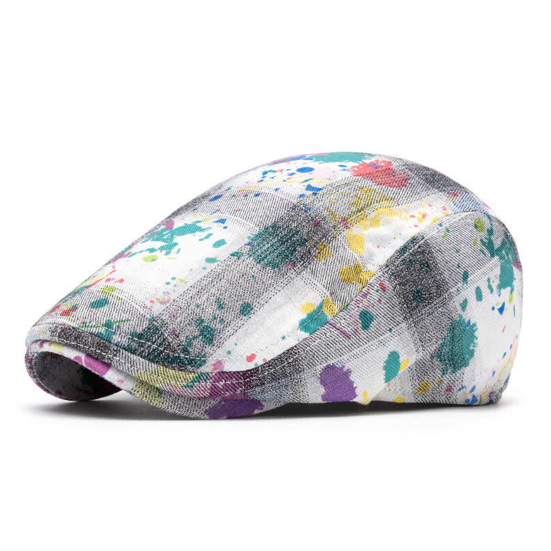 Cappello basco in cotone tinto a nodi con motivo graffiti