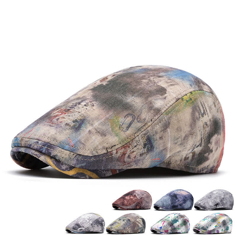 Cappello basco in cotone tinto a nodi con motivo graffiti