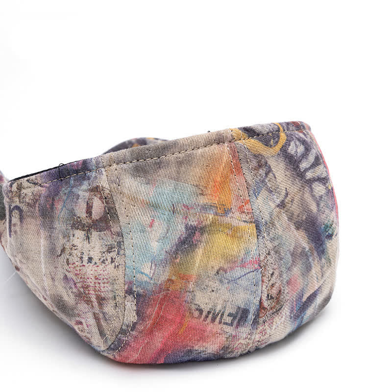Cappello basco in cotone tinto a nodi con motivo graffiti