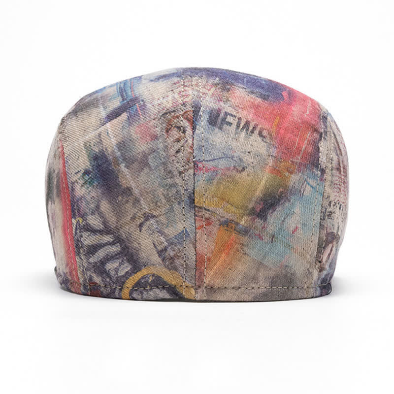 Cappello basco in cotone tinto a nodi con motivo graffiti