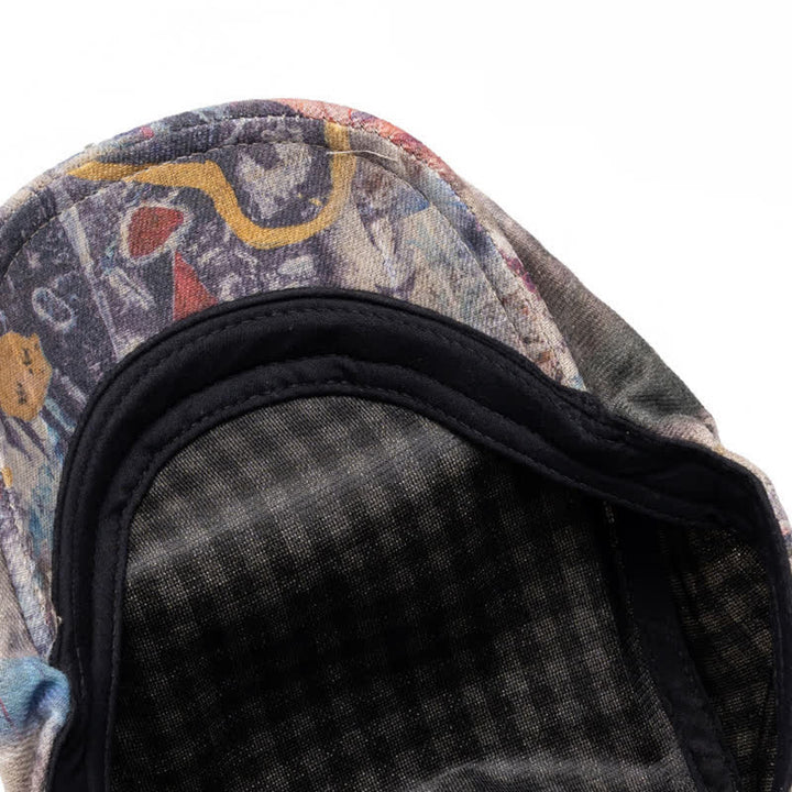 Cappello basco in cotone tinto a nodi con motivo graffiti