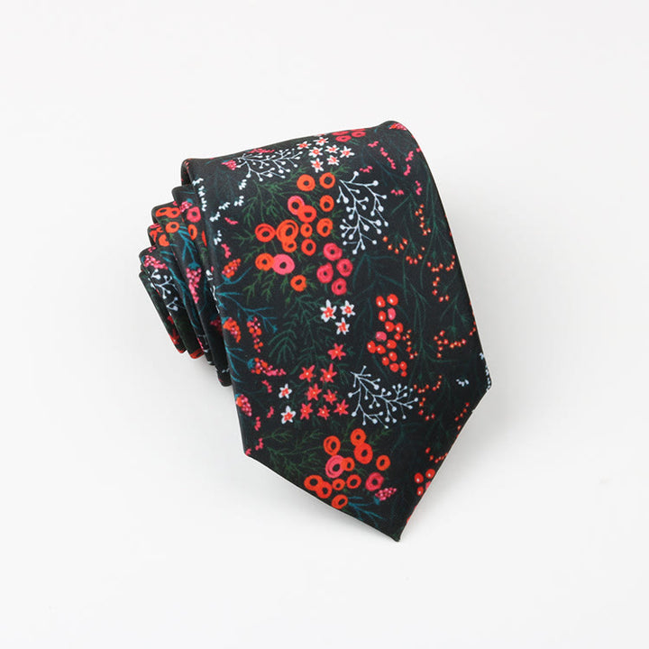 Cravatta da uomo con motivo floreale Forest Berry