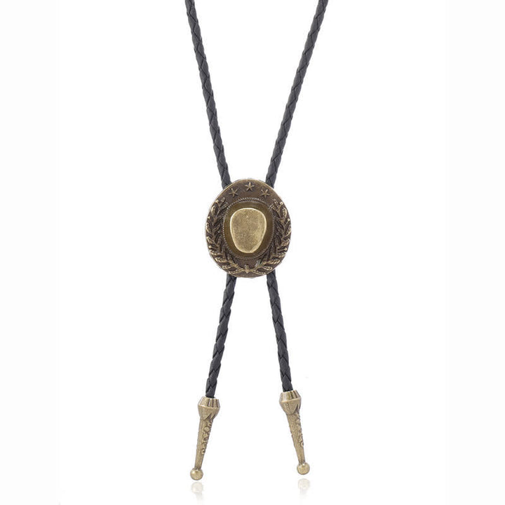 Ciondolo in bronzo con cappello da cowboy, cravatta Bolo