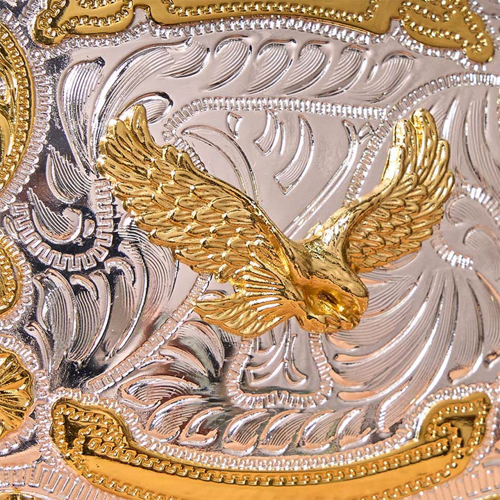 Cintura in pelle con fibbia da cowboy western fai da te con aquila volante dorata - image 4