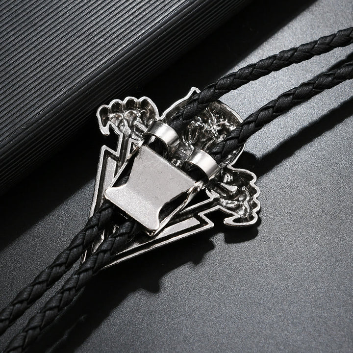 Cravatta Bolo con teschio di tigre vintage occidentale con denti aguzzi