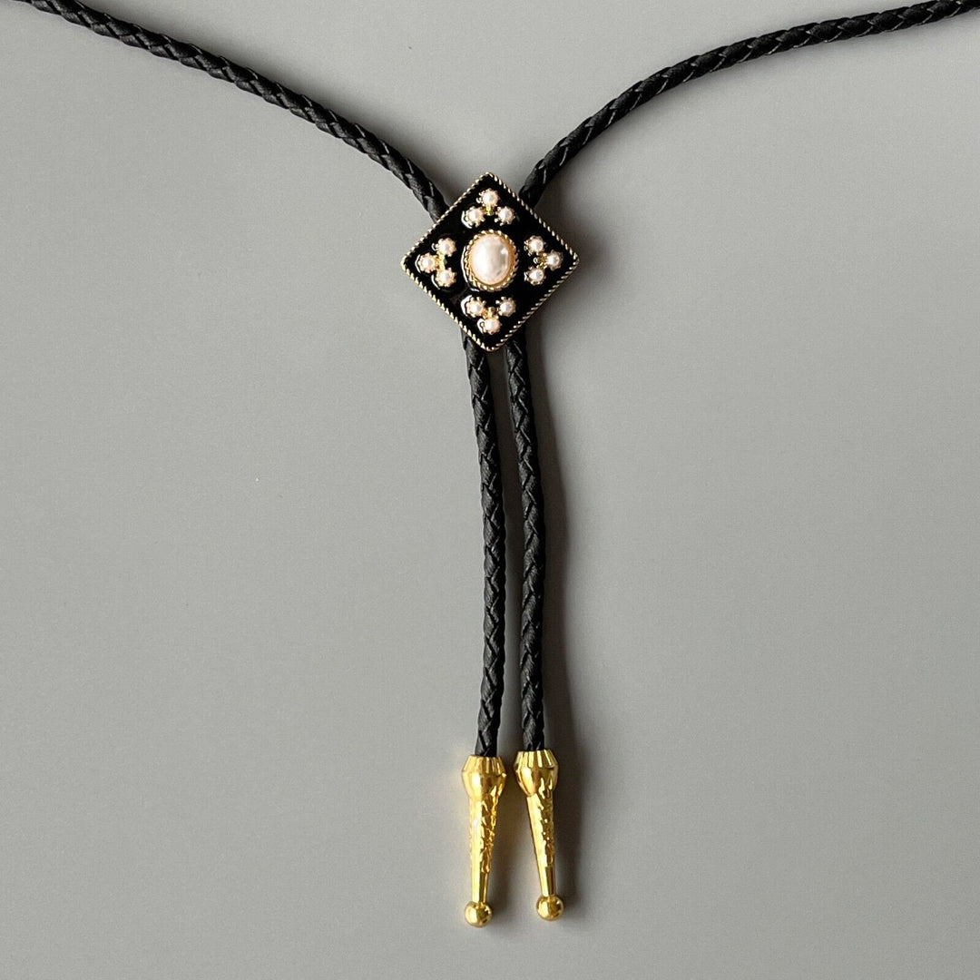 Cravatta Bolo Western Cowboy con Perla e Croce, Regalo di Nozze