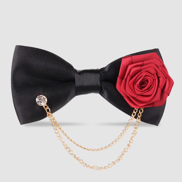 Papillon elegante da uomo con decorazione a catena dorata e rosa