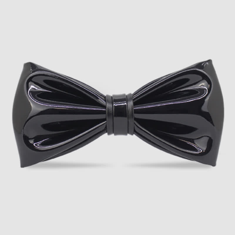 Papillon in pelle nero lucido da uomo