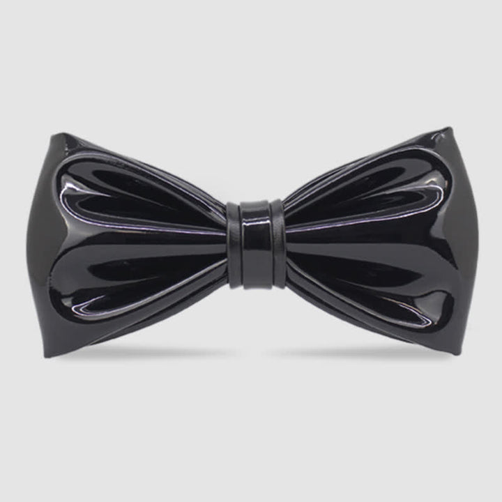 Papillon in pelle nero lucido da uomo