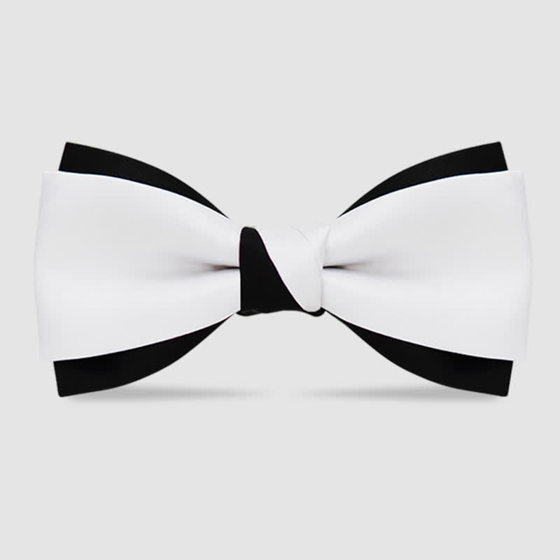 Papillon da uomo a doppio strato, nero e bianco, bicolore