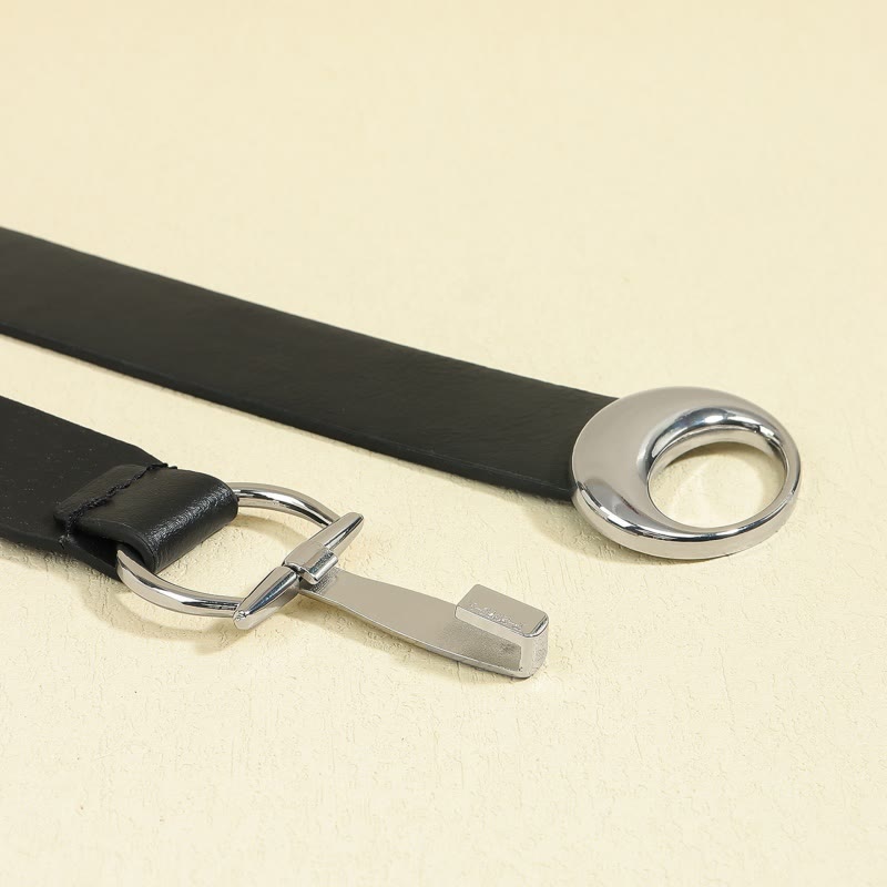 Cintura da donna con fibbia a ferro di cavallo, semplice cintura in pelle