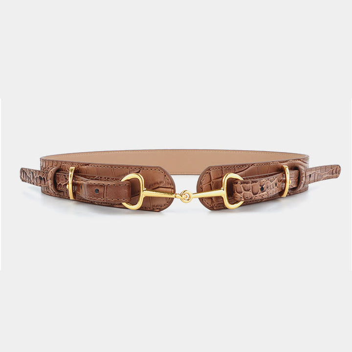 Cintura con motivo coccodrillo vintage e filetto