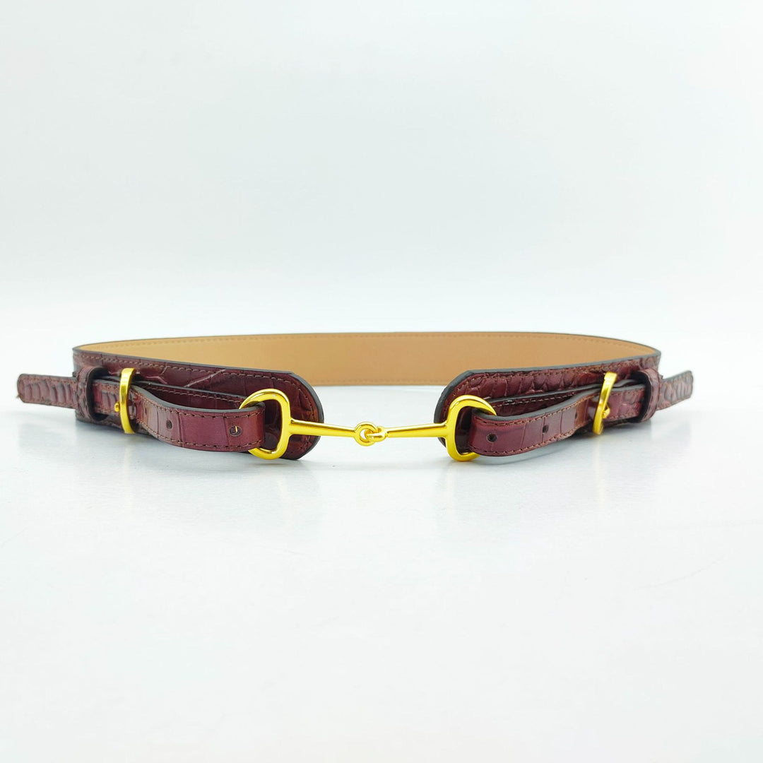Cintura con motivo coccodrillo vintage e filetto