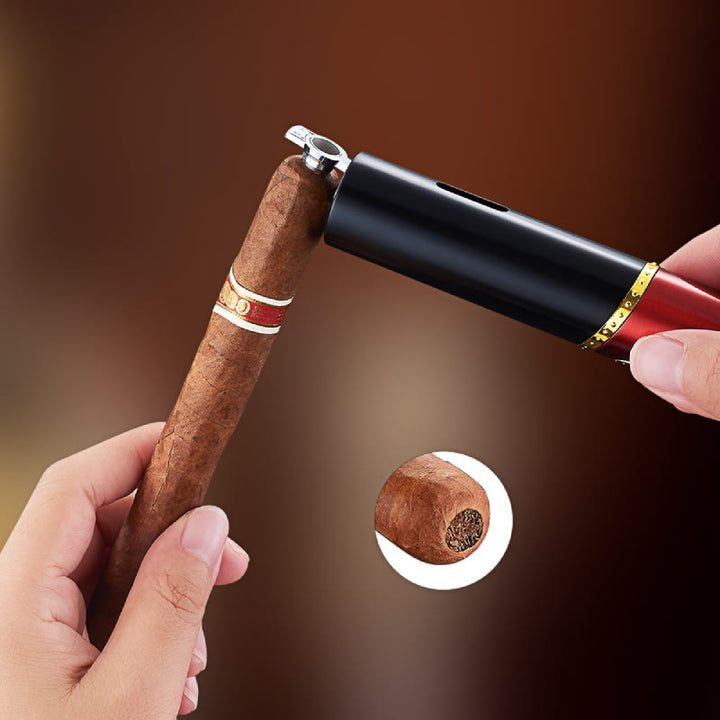 Accendino 3 in 1 a triplo bruciatore con perforatore per sigari e fa per sigari integrati