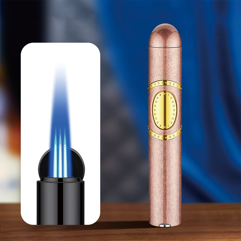 Accendino 3 in 1 a triplo bruciatore con perforatore per sigari e fa per sigari integrati