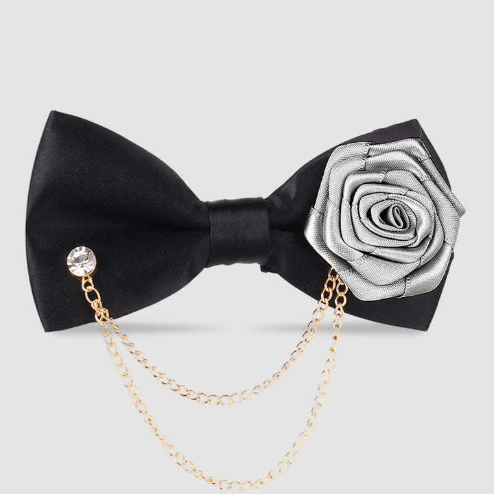 Papillon elegante da uomo con decorazione a catena dorata e rosa