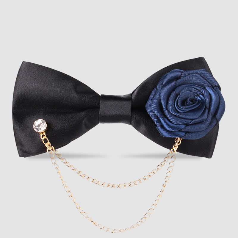 Papillon elegante da uomo con decorazione a catena dorata e rosa