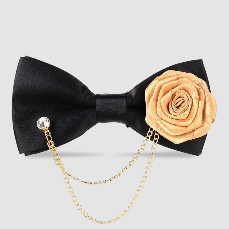 Papillon elegante da uomo con decorazione a catena dorata e rosa