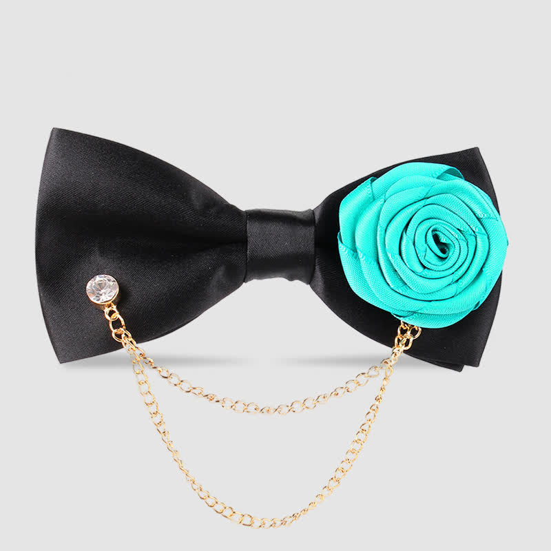 Papillon elegante da uomo con decorazione a catena dorata e rosa