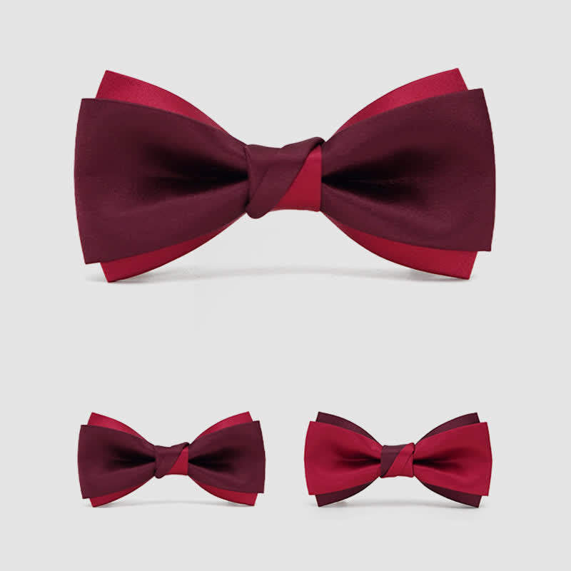 Papillon da smoking formale a doppio strato rosso da uomo