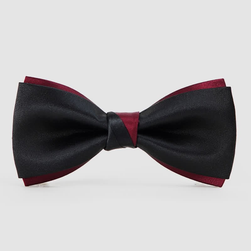 Papillon da uomo a doppio strato, nero e rosso, affascinante