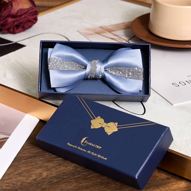 Fazzoletto da taschino con papillon glitterato da uomo