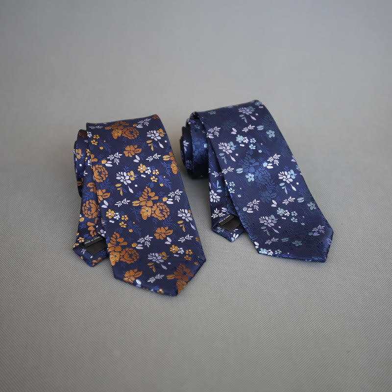 Cravatta da uomo in poliestere con fiori colorati e sfondo scuro