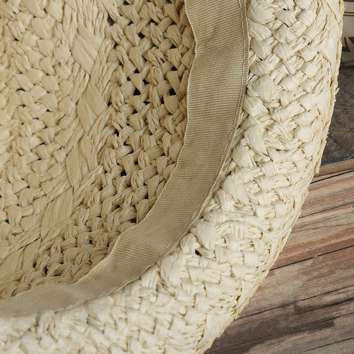 Cappello unisex Boho Beach lavorato a mano in paglia estivo Fedora