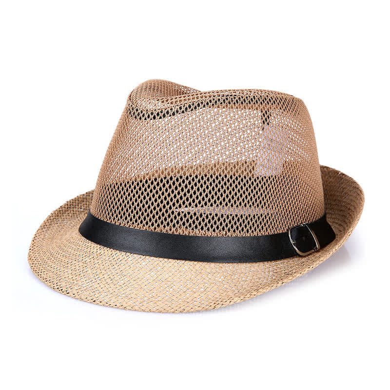 Cappello da uomo in paglia di Panama con motivo semplice e traforato