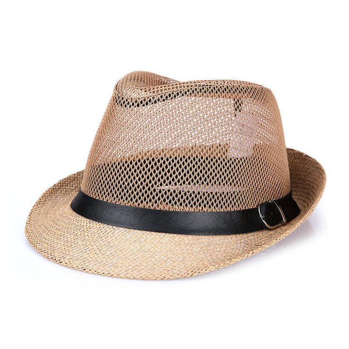 Cappello da uomo in paglia di Panama con motivo semplice e traforato