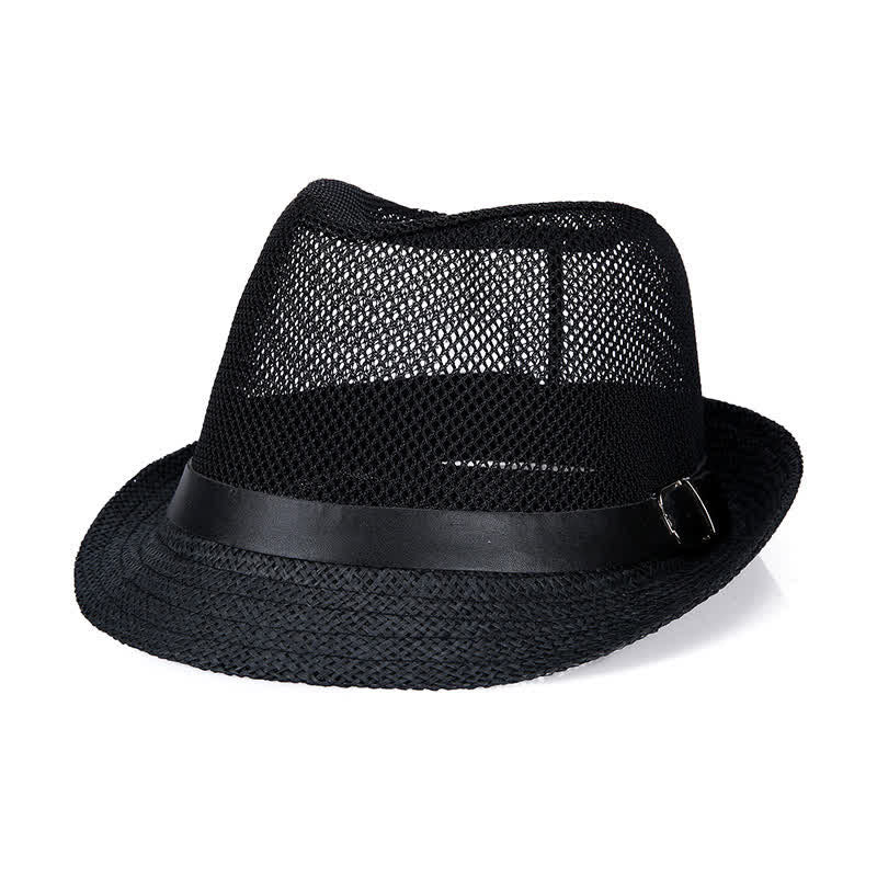 Cappello da uomo in paglia di Panama con motivo semplice e traforato