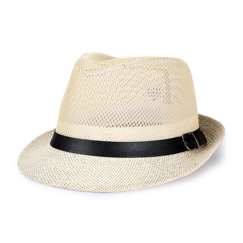 Cappello da uomo in paglia di Panama con motivo semplice e traforato
