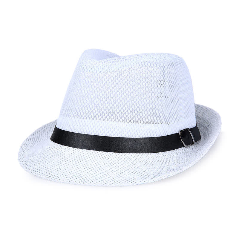 Cappello da uomo in paglia di Panama con motivo semplice e traforato